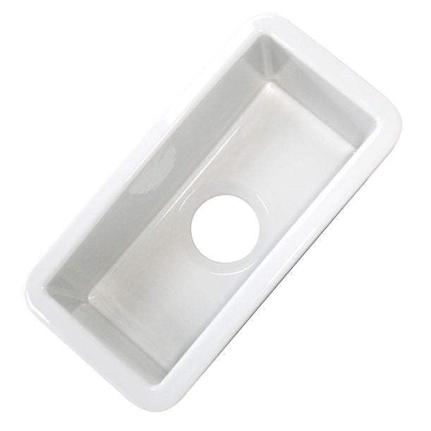 Nantucket Cape189 Single Bowl Dualmount Fireclay Bar-Prep Sink White