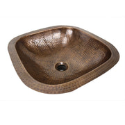 Nantucket SQRC-OF - 16.25" Hand Hammered Copper Square Undermount Bathroom Sink With Overflow