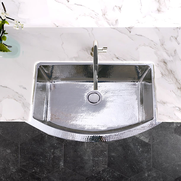 Nantucket Brightwork Collection Hammered Stainless Steel Large Single Bowl Prep Station Sink