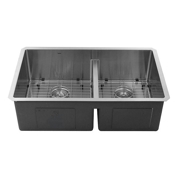 Nantucket Pro Series Large Rectangle Double Bowl Undermount Small Radius Corners Stainless Steel Kitchen Sink