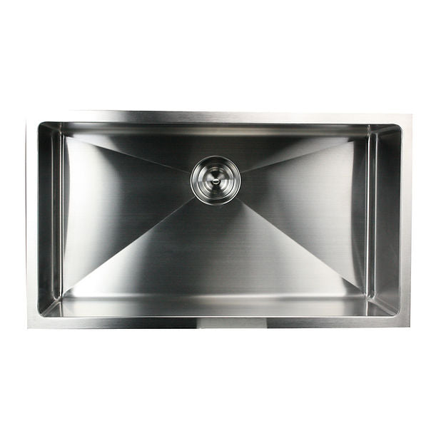 Nantucket SR3218-16 - 32" Pro Series Large Rectangle Single Bowl Undermount Small Radius Corners Stainless Steel Kitchen Sink