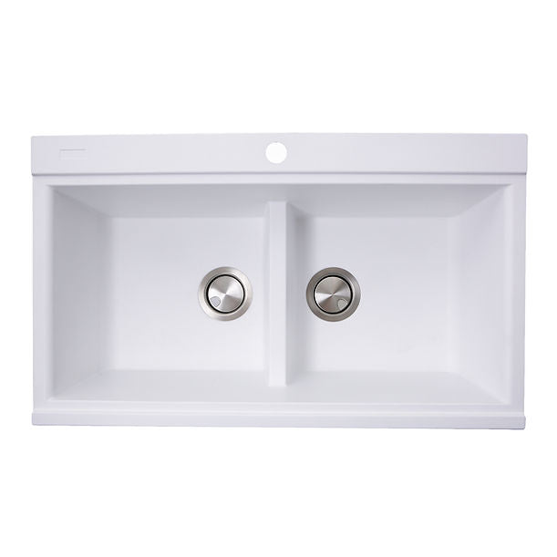 Nantucket Large Double Bowl Prep Station Topmount Granite Composite Sink