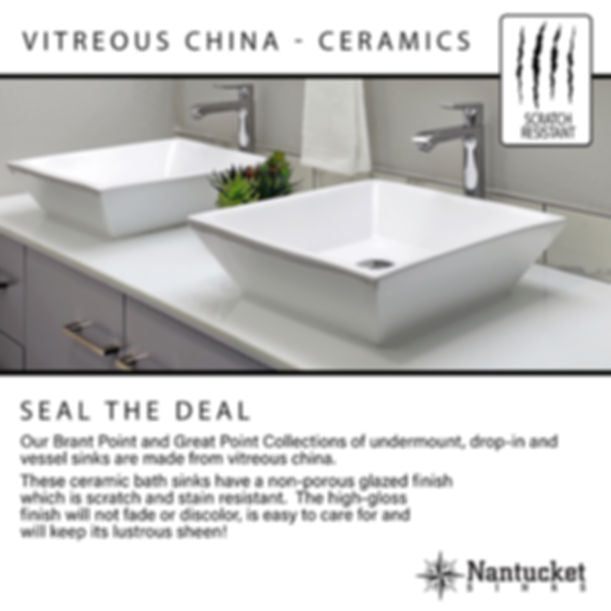 Nantucket 23" 1-hole Rectangular Drop-In Ceramic Vanity Sink DI-2320-R1