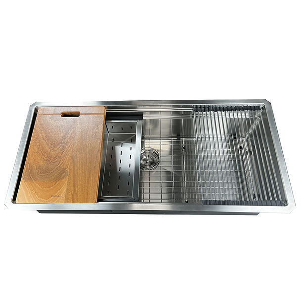 Nantucket SR-PS-4220-16 - 42" Pro Series Prep Station Single Bowl Undermount Stainless Steel Kitchen Sink with Compatible Accessories