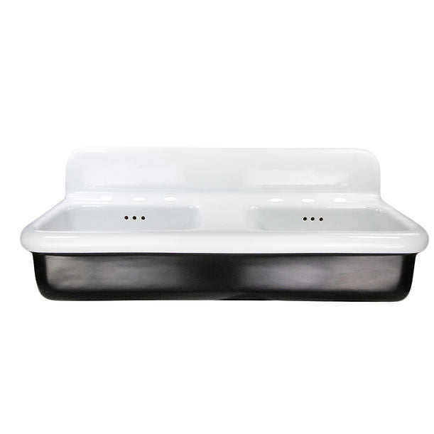 Nantucket Fireclay 30s Style Double Bowl Sink with White Bowls