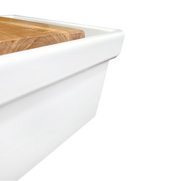 Nantucket 33" Double Bowl Workstation Fireclay Apron Sink with Cuttingboard