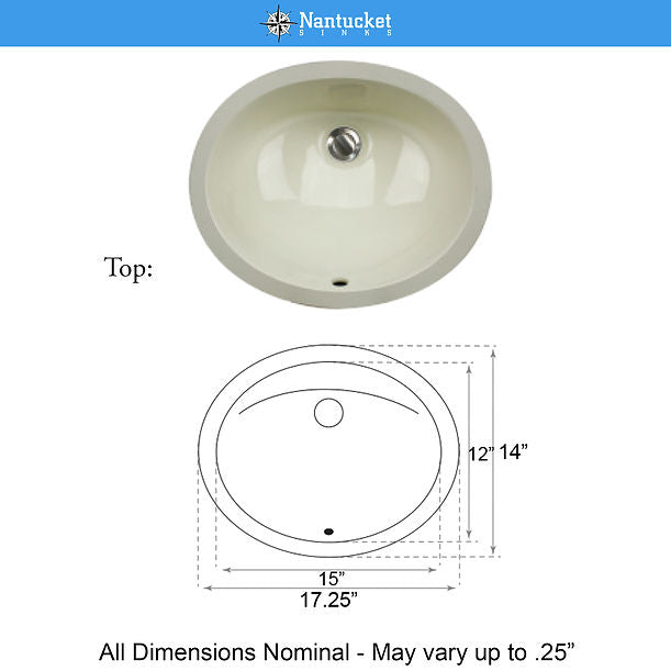 Nantucket 15" X 12" Undermount Ceramic Sink