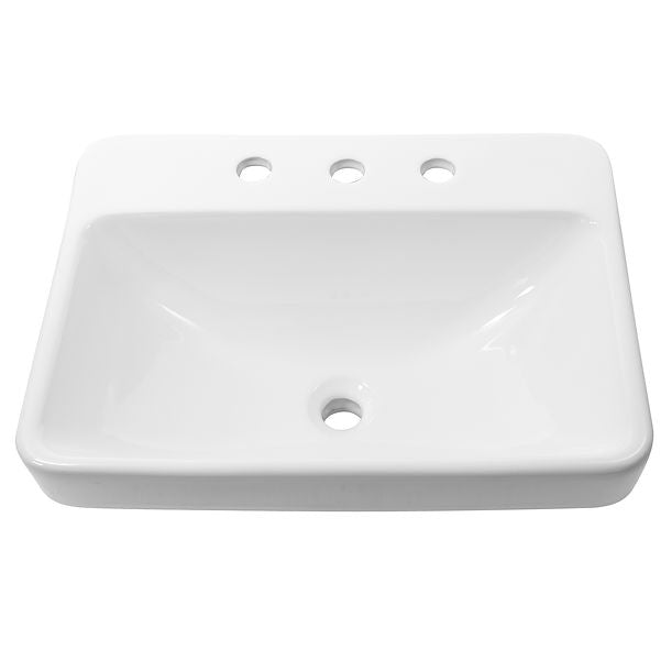 Nantucket 23" 3-hole Rectangular Drop-In Ceramic Vanity Sink DI-2317-R8