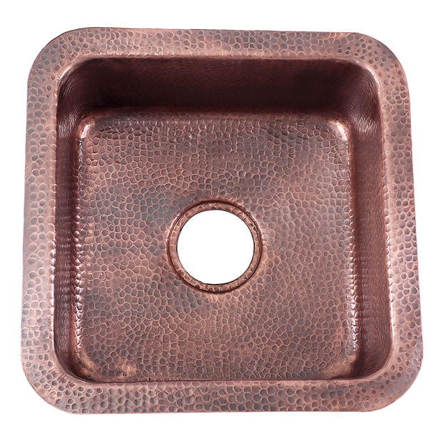 Nantucket SQRC-OF - 16.25" Hand Hammered Copper Square Undermount Bathroom Sink