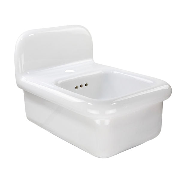 Nantucket Victorian Collection White with Black Skirt - 20" Wall Mount Sink with holes for deck mounted faucets