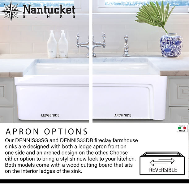 Nantucket 33" Double Bowl Workstation Fireclay Apron Sink with Cuttingboard