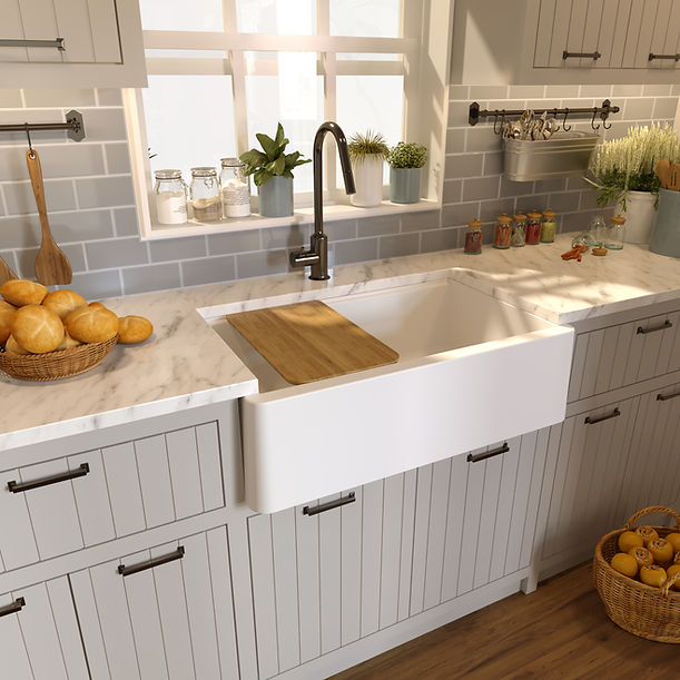 Nantucket 33" Reversible Workstation Granite Composite Apron Sink with Accessory Pack