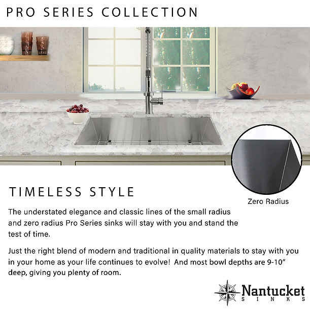 Nantucket 30" Single Bowl Zero Radius ADA Stainless Steel Kitchen Sink