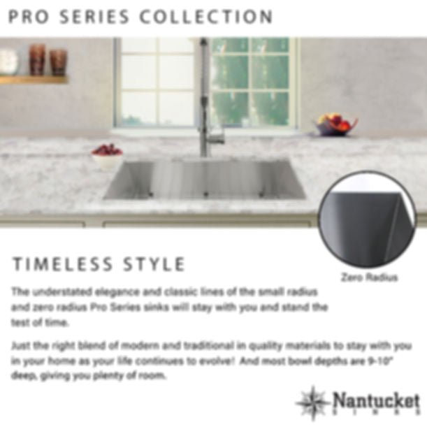 Nantucket ZR1815 - 15" Pro Series Rectangle Undermount Zero Radius Stainless Steel Bar/Prep Sink
