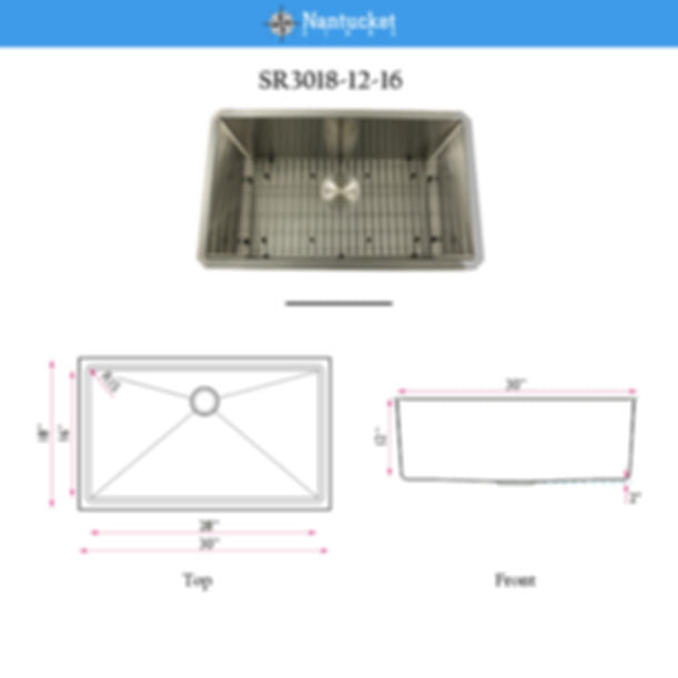 30" Stainless Steel Laundry Sink with 12" bowl depth