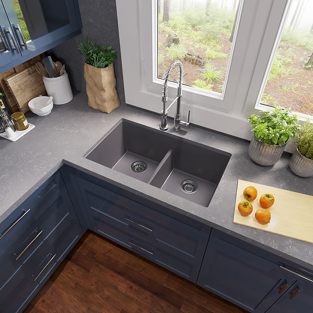 Nantucket Undermount Double Equal Bowls with Low Divide - Granite Composite Sink