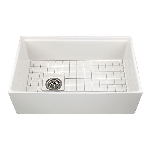 Nantucket 30" Workstation Fireclay Apron Sink Side Drain
