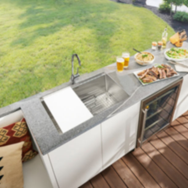 Nantucket AW-PS-3219-16 All Weather Prep Station Small Radius Undermount Stainless Sink with Accessories