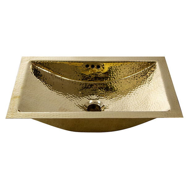 Nantucket TRB-OF - 19.8" 12.8" Hand Hammered Brass Rectangle Undermount Bathroom Sink with Overflow