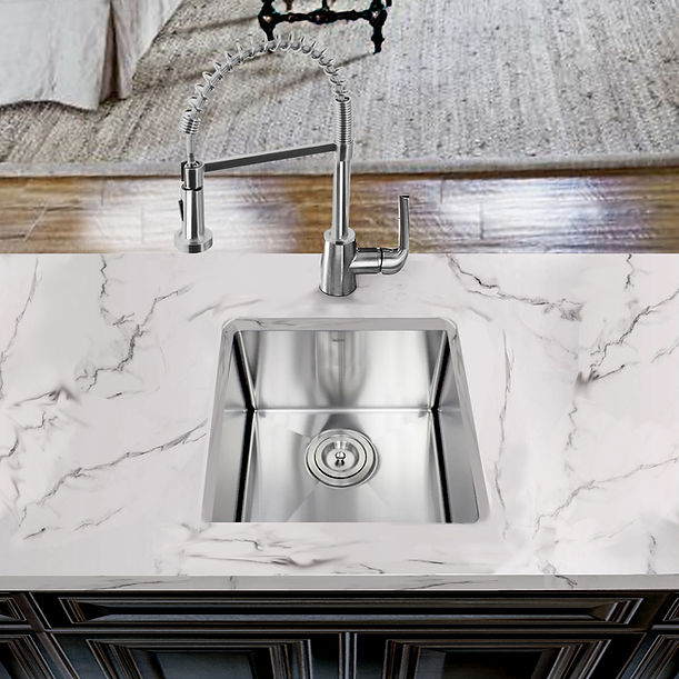 Nantucket SR1515 - 15" Pro Series Square Undermount Small Radius Stainless Steel Bar/Prep Sink