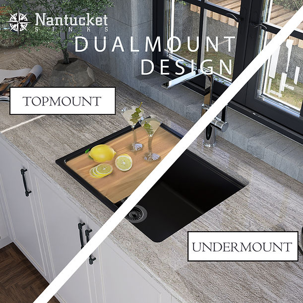 Nantucket 22" Dualmount Granite Composite Prep-Station with Side Set Drain