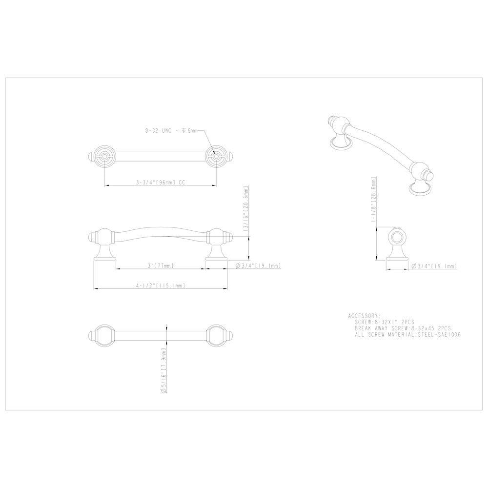 Hardware Resources 96 mm Center-to-Center Satin Nickel Syracuse Cabinet Bar Pull