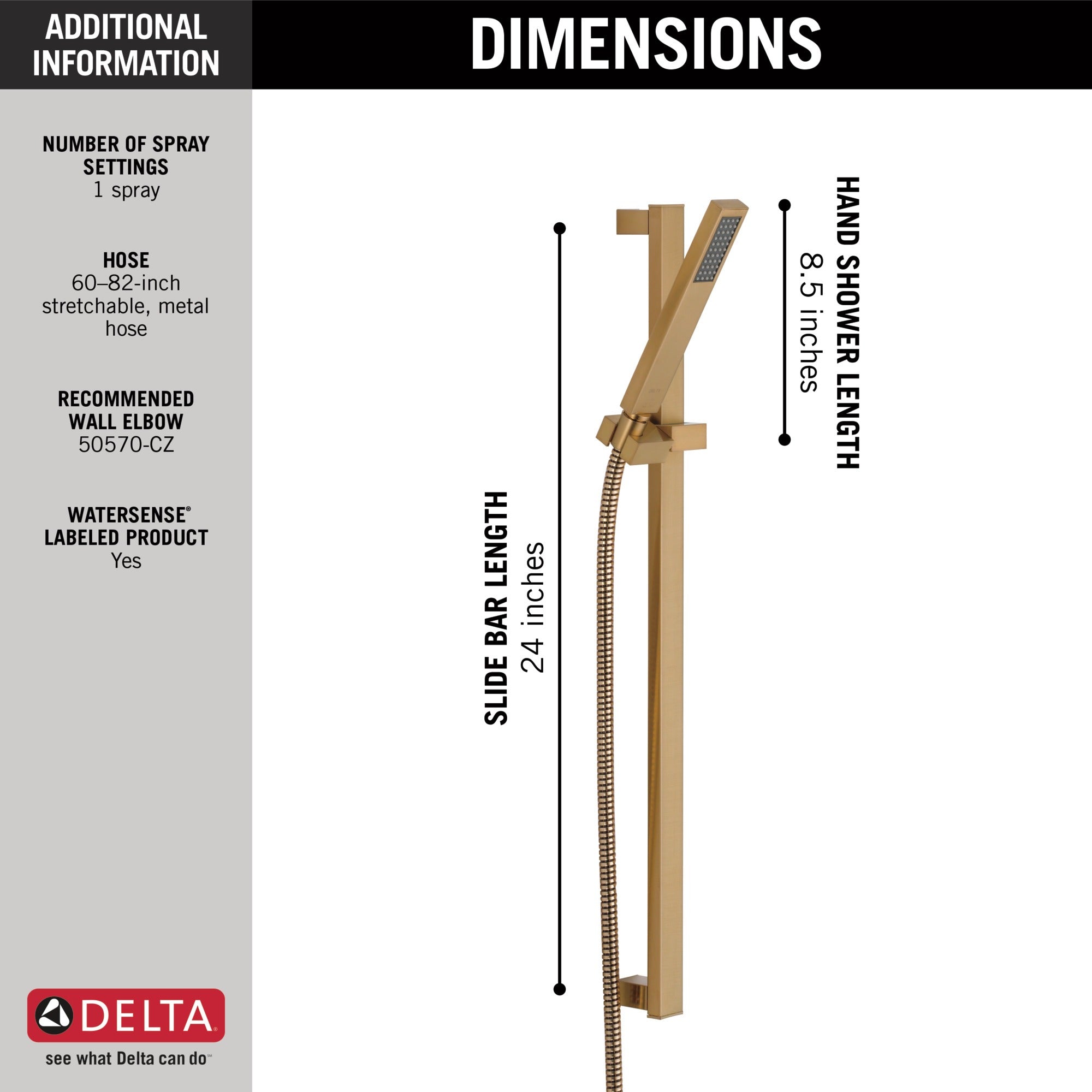 Delta Vero® Premium Single-Setting Slide Bar Hand Shower