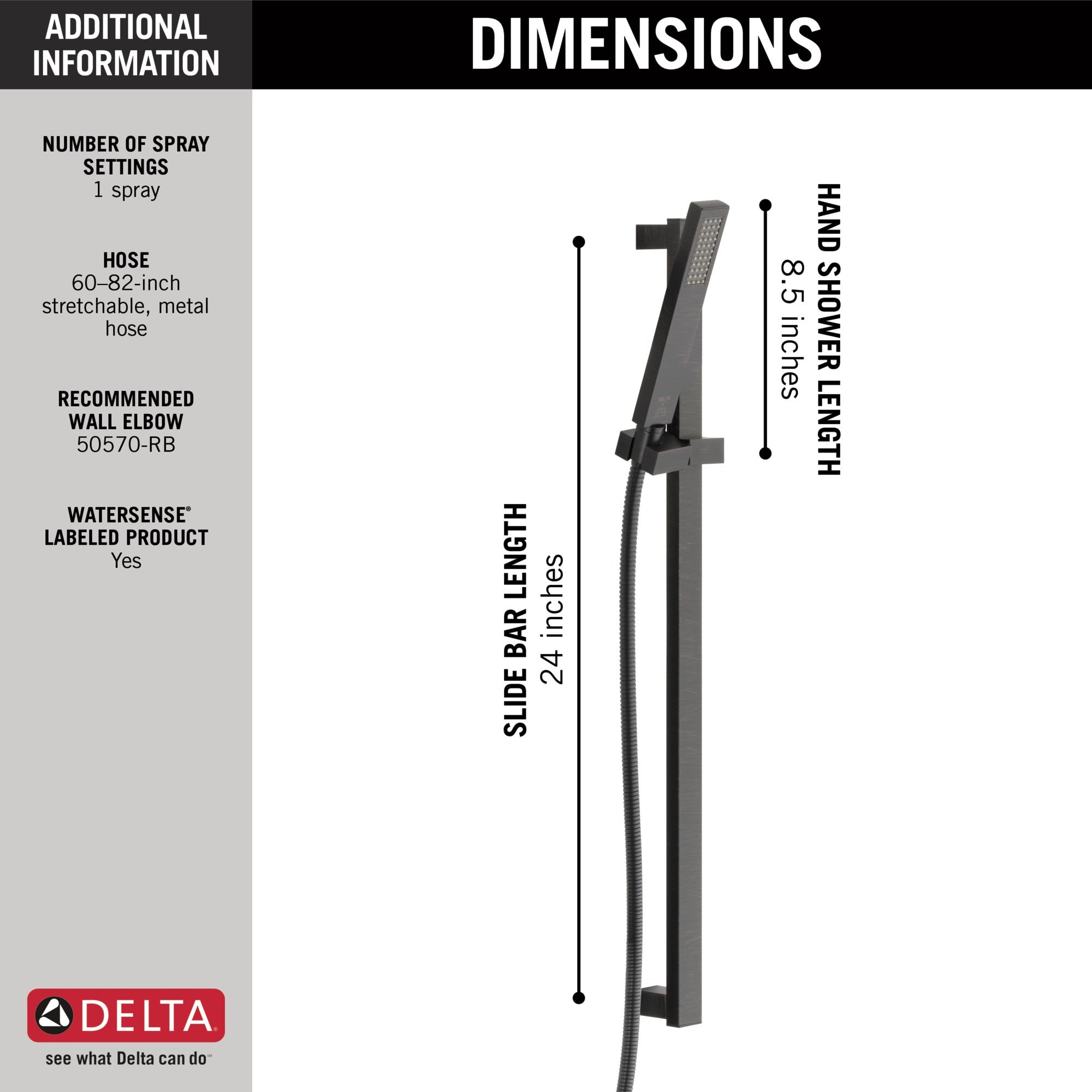 Delta Vero® Premium Single-Setting Slide Bar Hand Shower