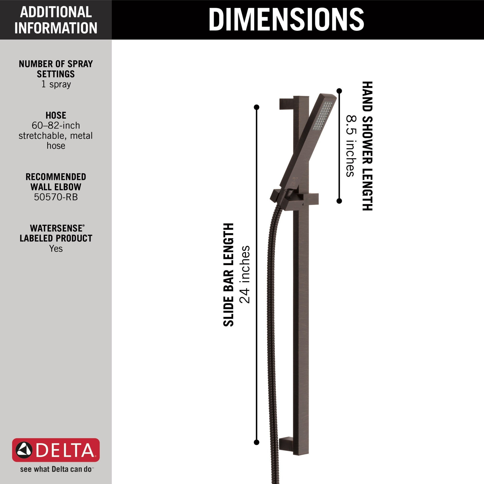 Delta Vero® Premium Single-Setting Slide Bar Hand Shower