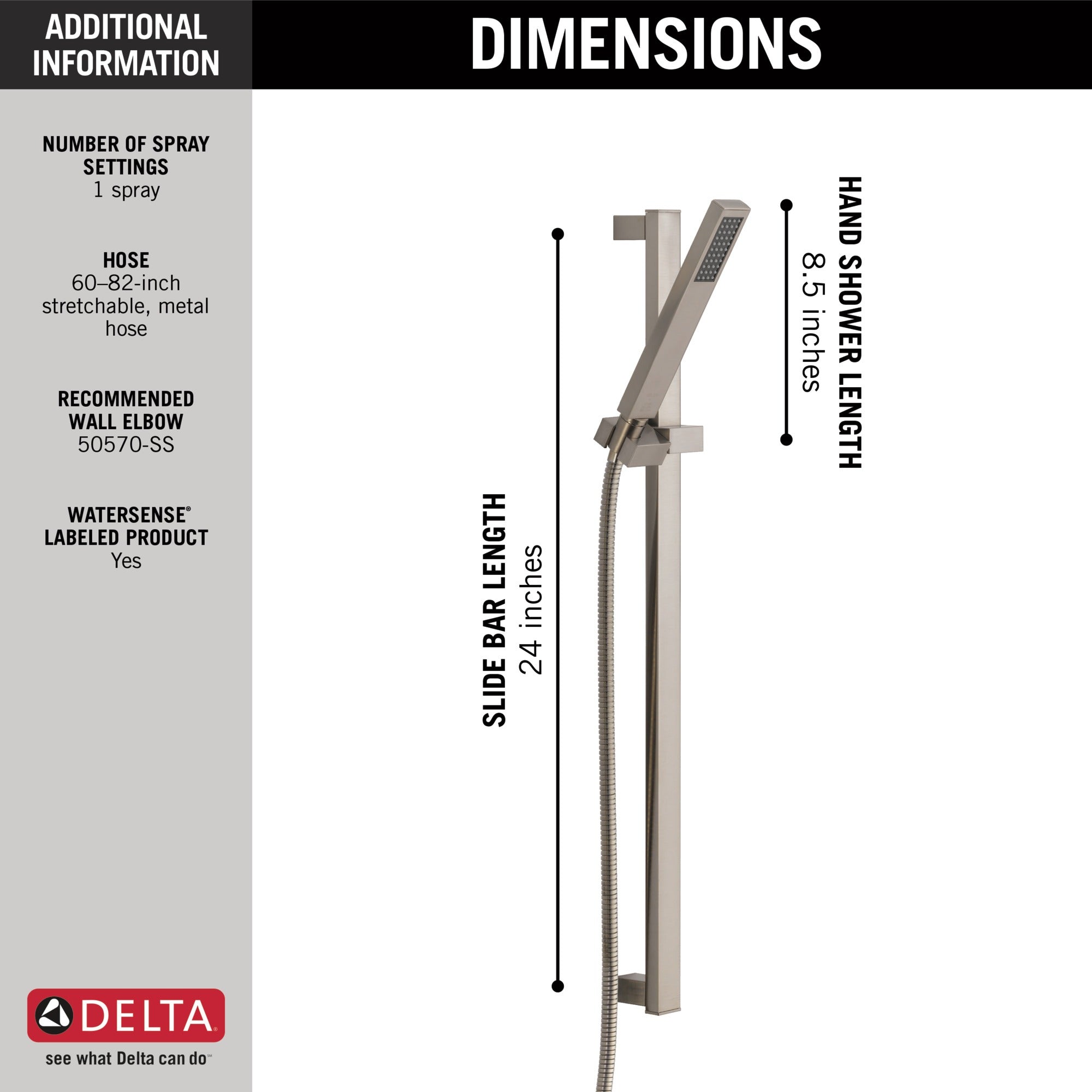 Delta Vero® Premium Single-Setting Slide Bar Hand Shower