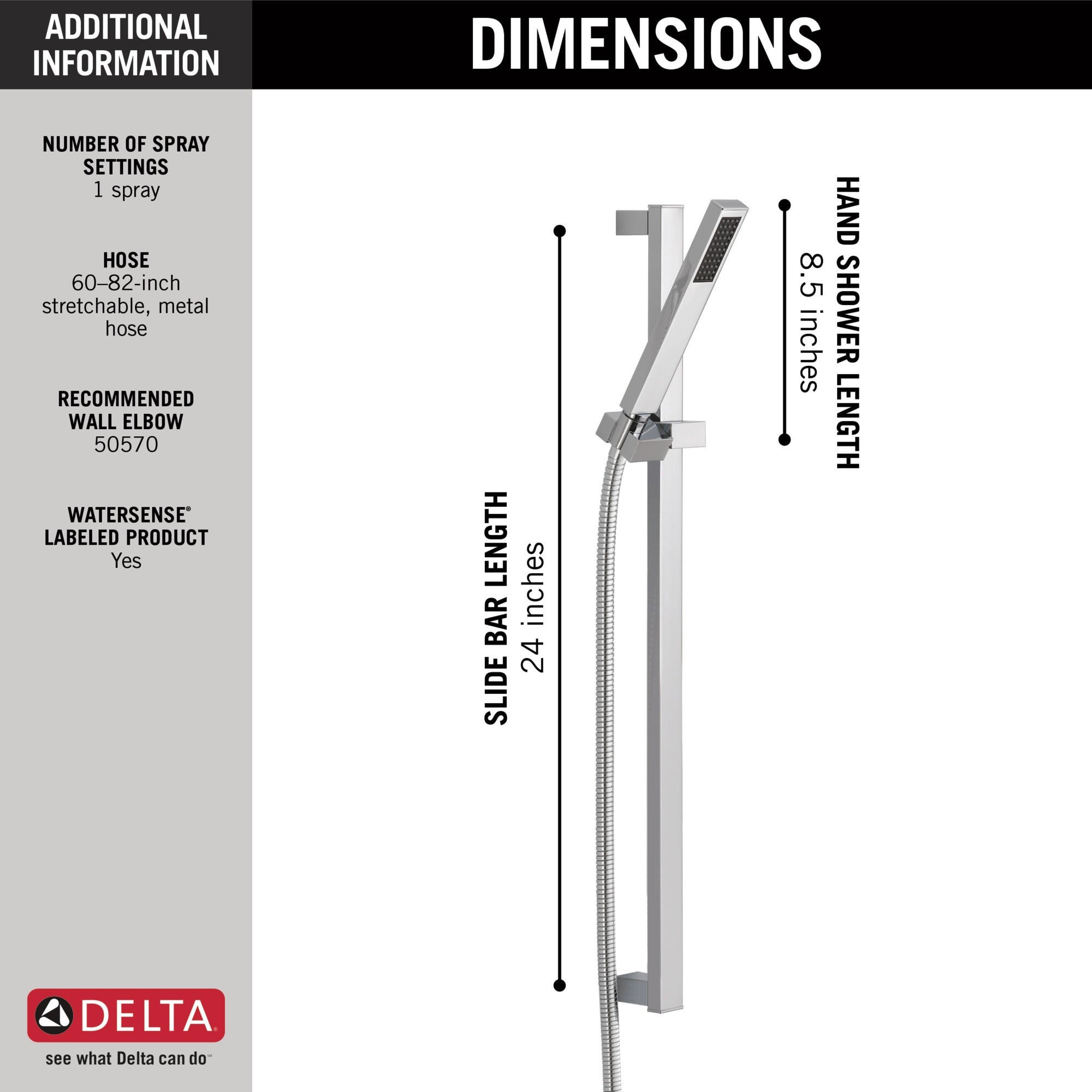 Delta Vero® Premium Single-Setting Slide Bar Hand Shower