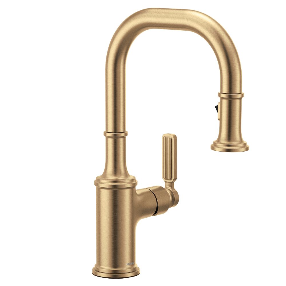 Matte black one-handle pulldown bar faucet