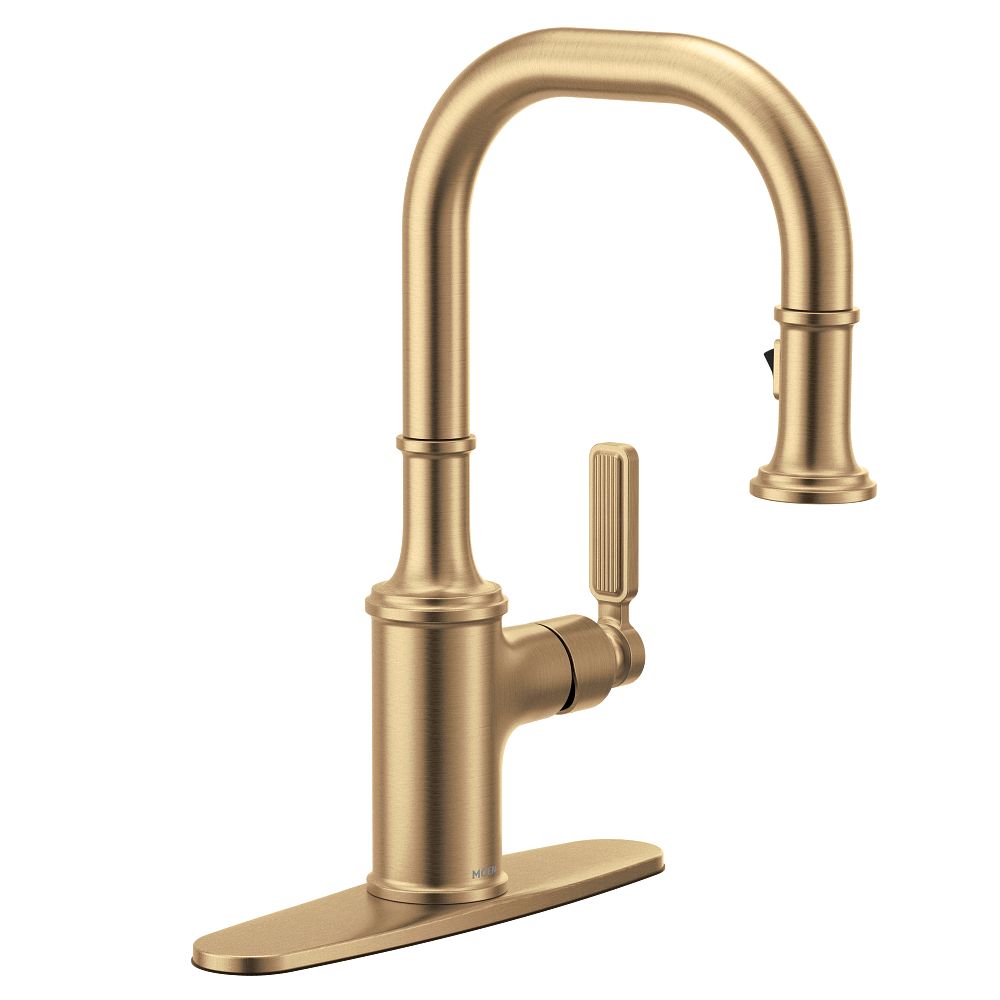 Matte black one-handle pulldown bar faucet