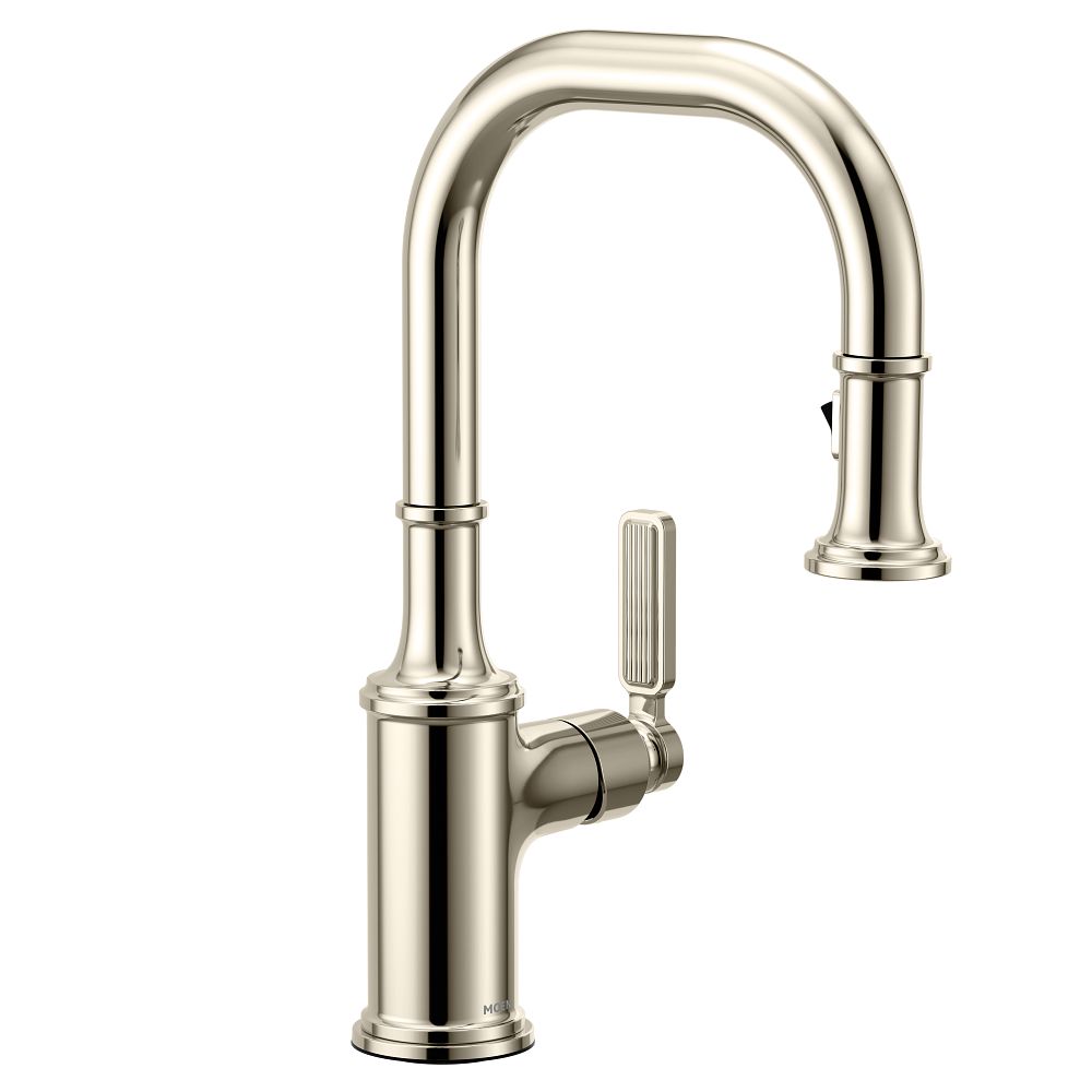 Matte black one-handle pulldown bar faucet