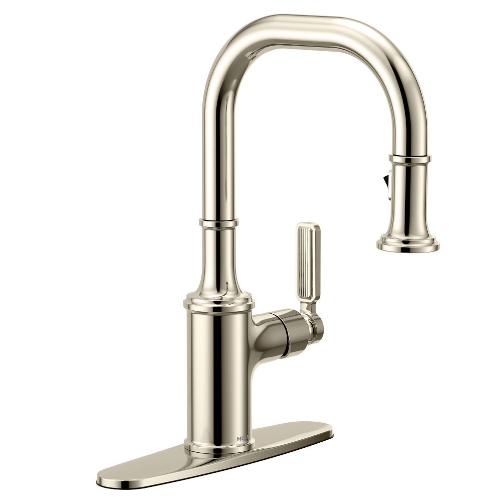 Matte black one-handle pulldown bar faucet