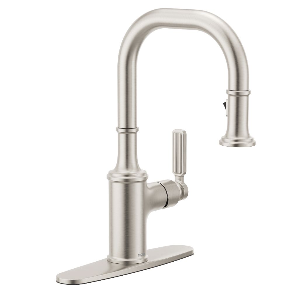 Matte black one-handle pulldown bar faucet