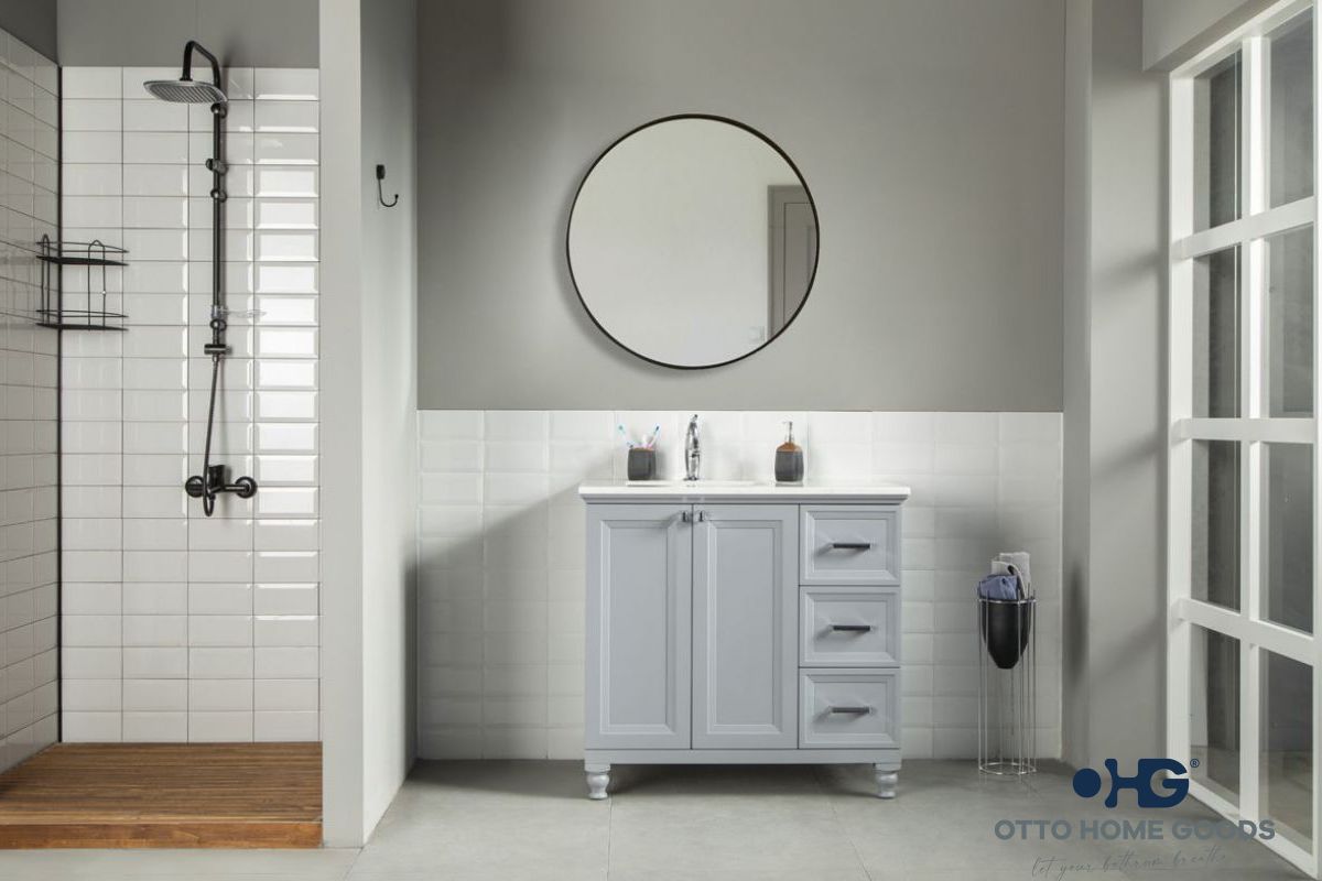 Isabel 36" Gray Bathroom Cabinet
