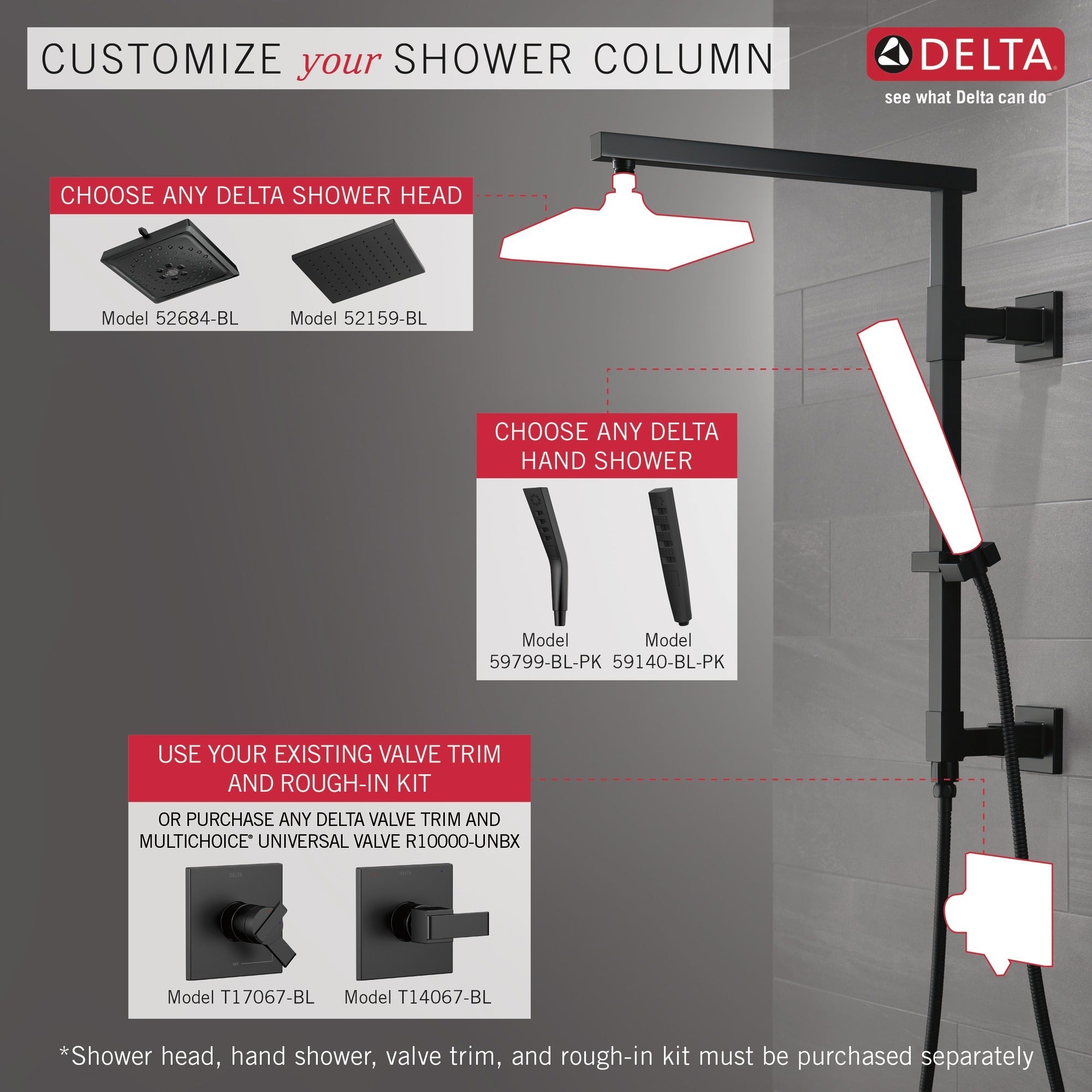 Delta Universal Showering Components Shower Column 18" Angular