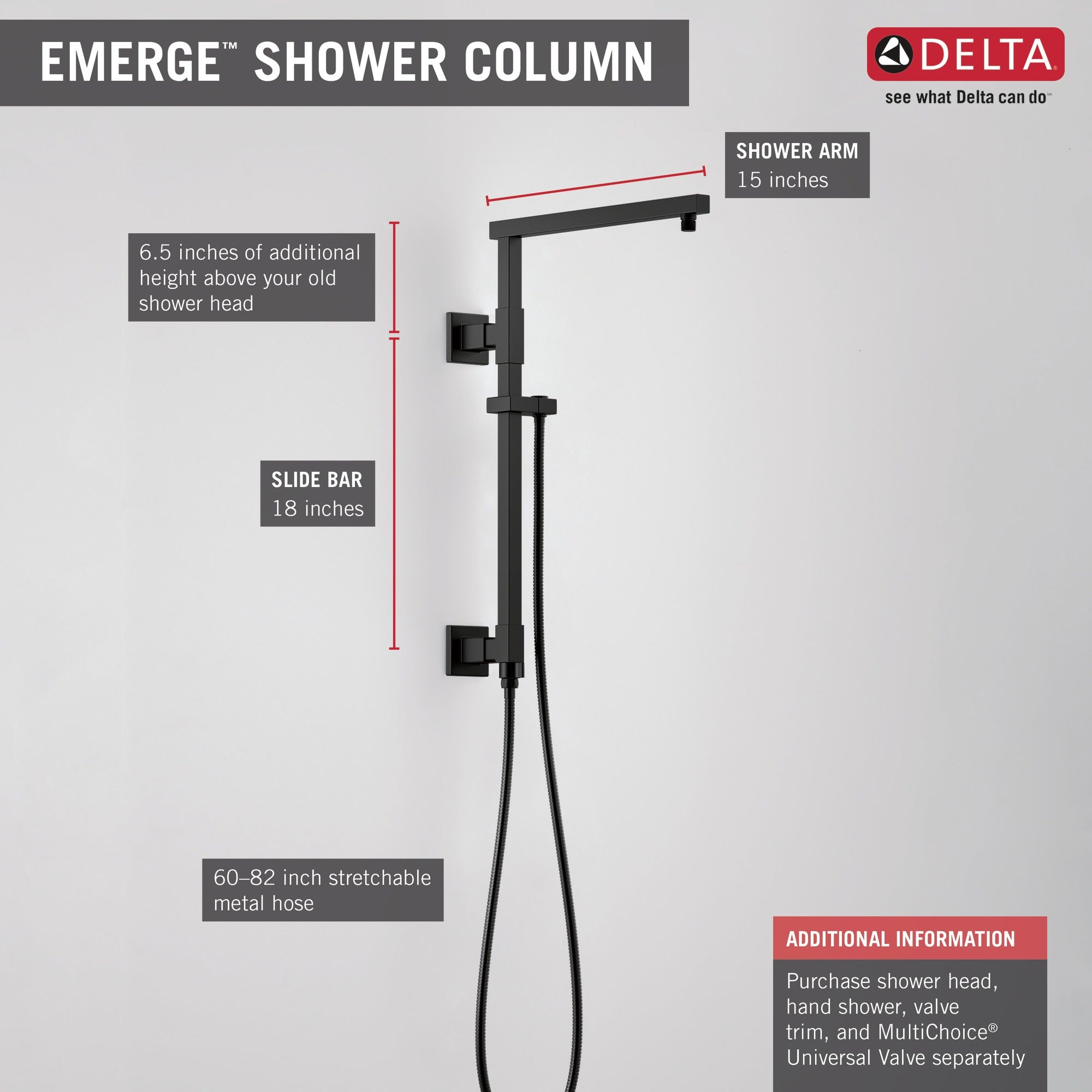 Delta Universal Showering Components Shower Column 18" Angular