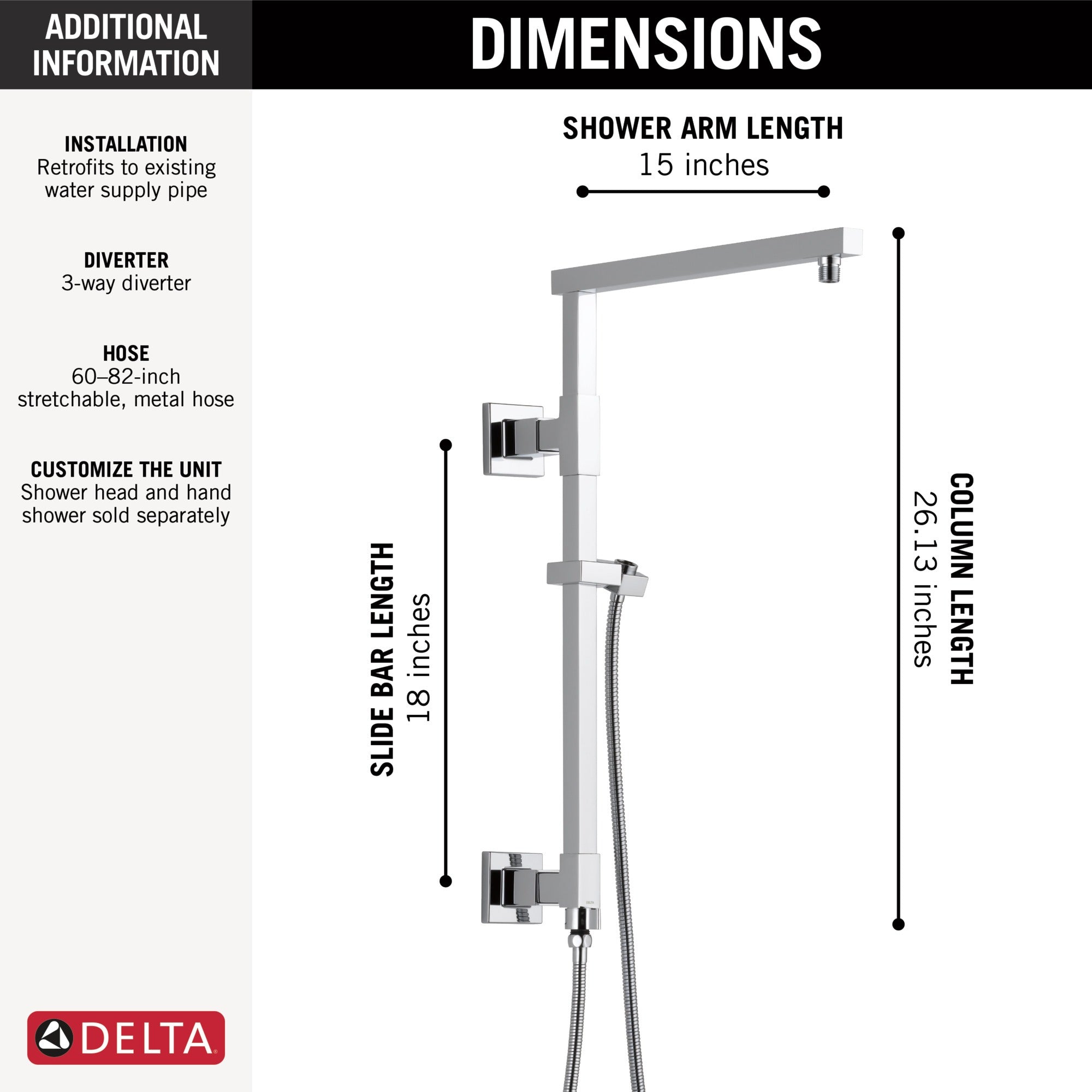 Delta Universal Showering Components Emerge® 18" Angular Shower Column