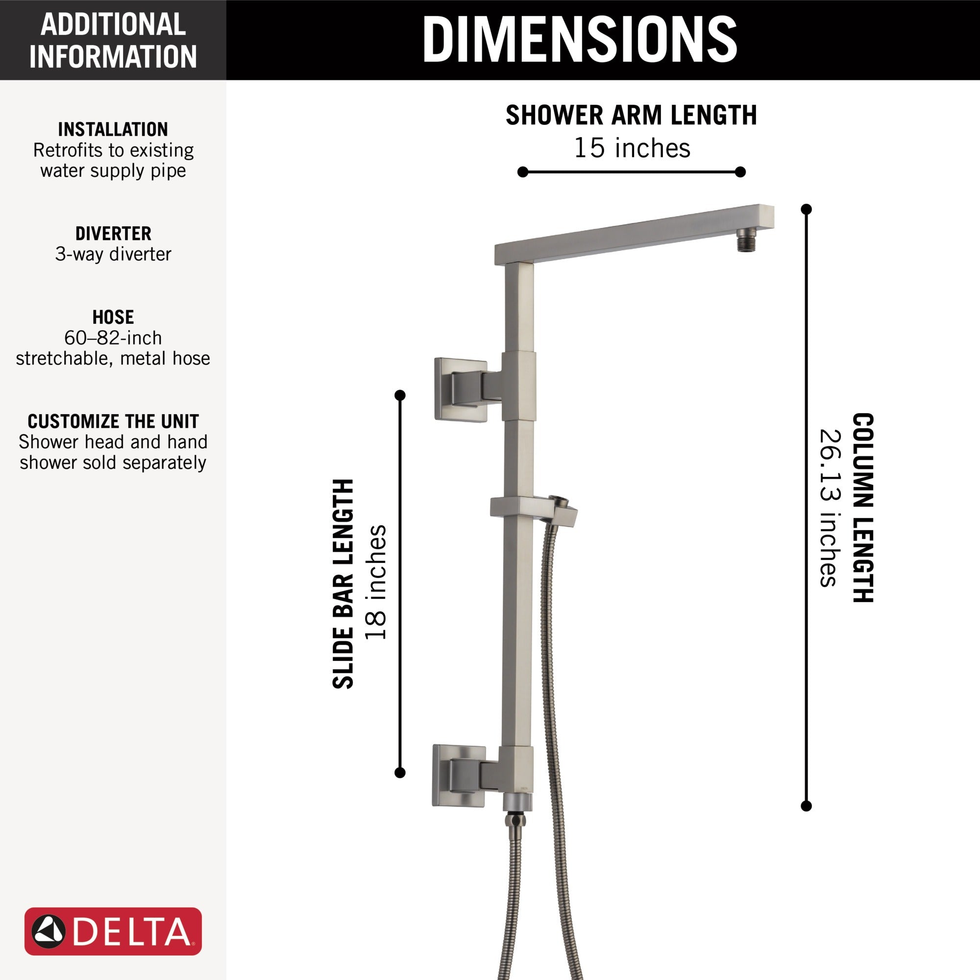 Delta Universal Showering Components Emerge® 18" Angular Shower Column