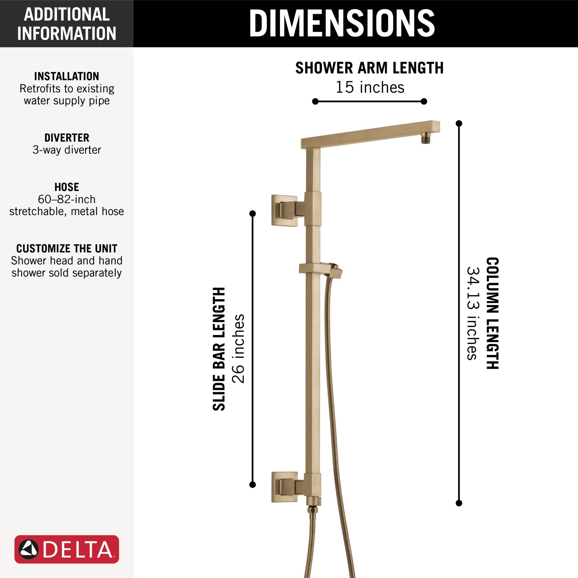 Delta Universal Showering Components Emerge® 26" Angular Shower Column