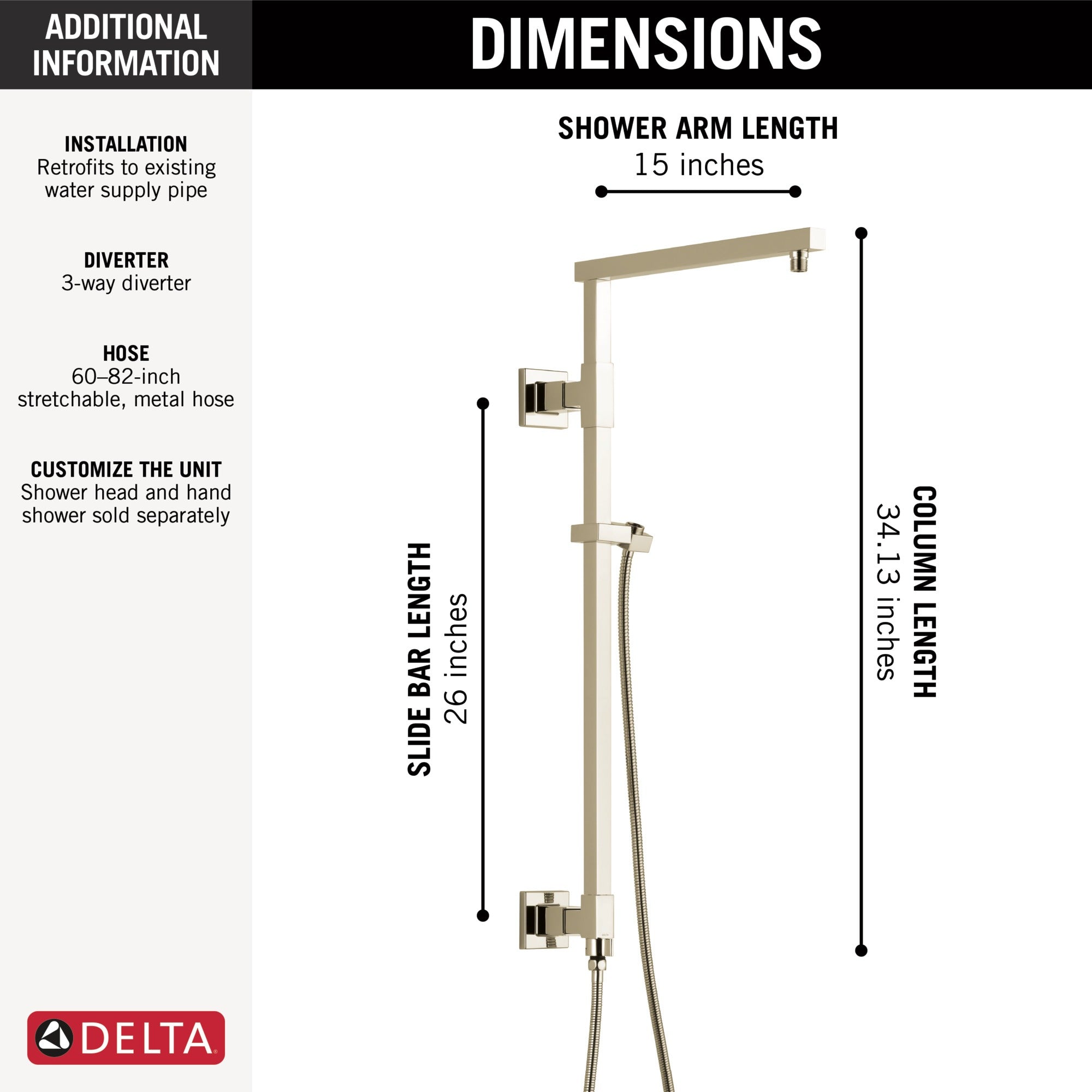 Delta Universal Showering Components Emerge® 26" Angular Shower Column