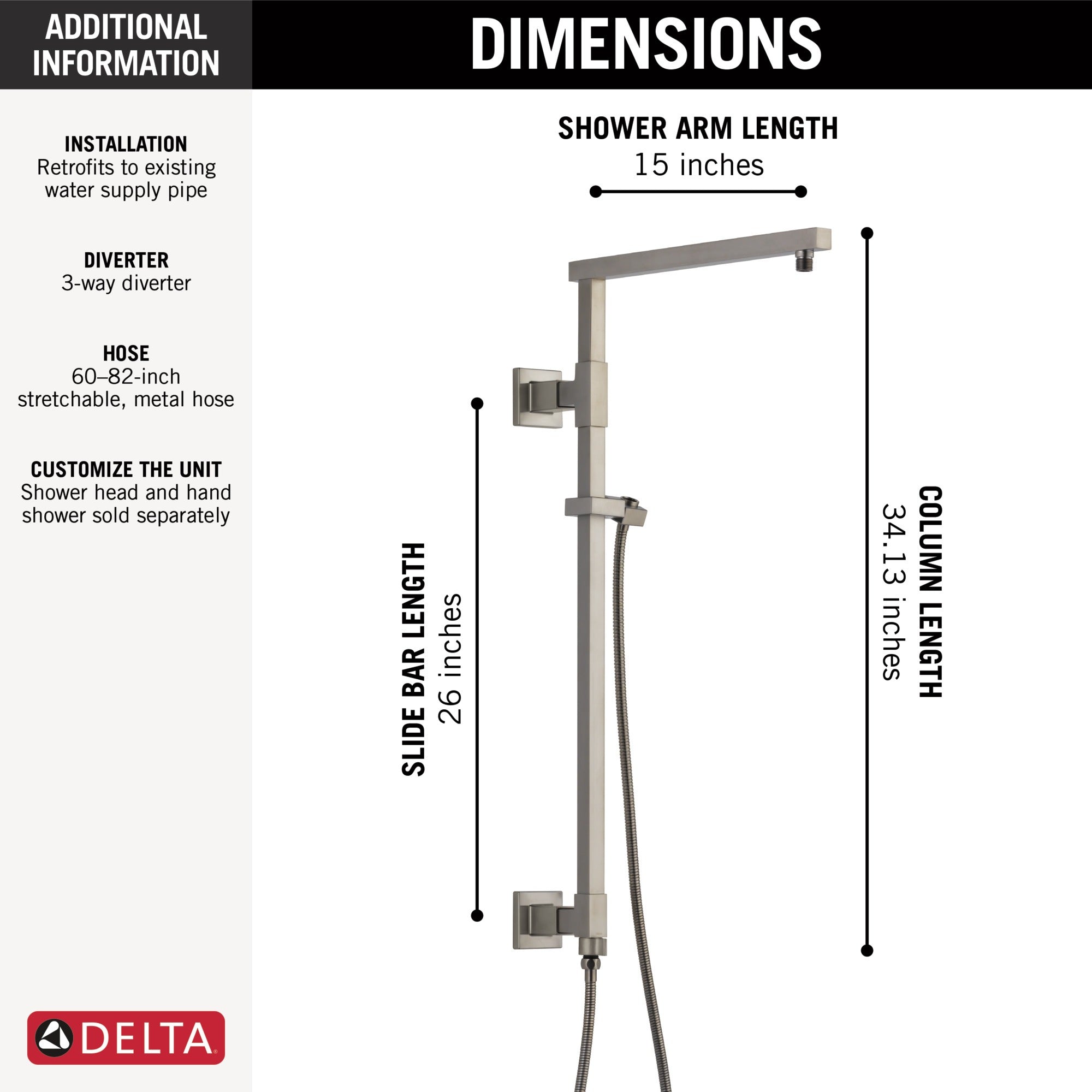 Delta Universal Showering Components Emerge® 26" Angular Shower Column