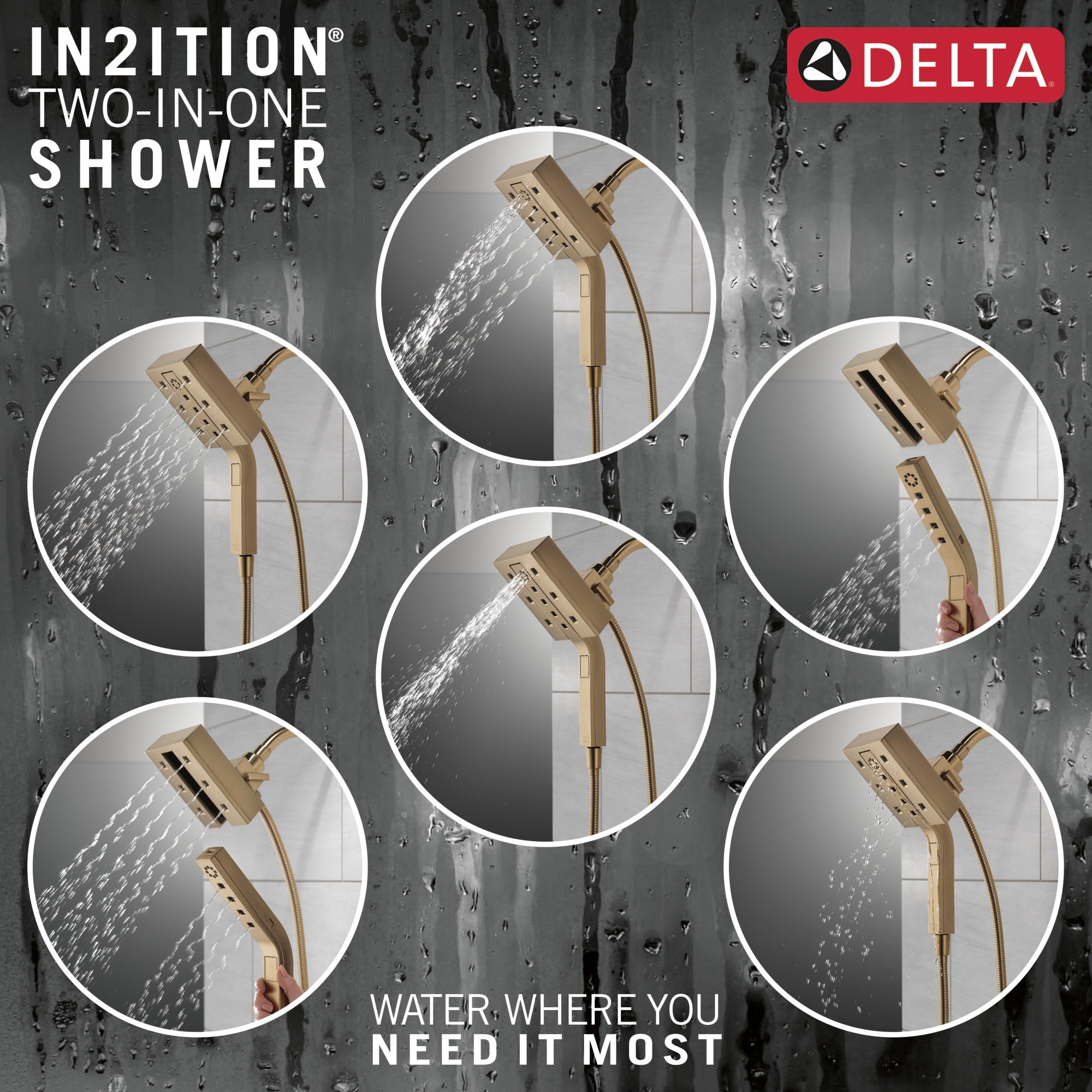 Delta Universal Showering Components H2OKinetic® In2ition® 4-Setting Two-in-One Shower (Recertified)