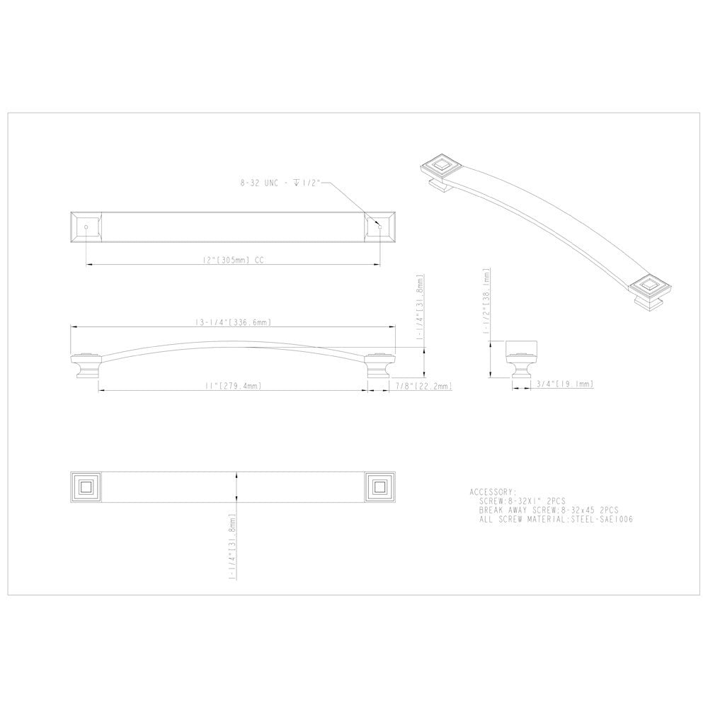 Hardware Resources 96 mm Center-to-Center Satin Nickel Square Delmar Cabinet Pull