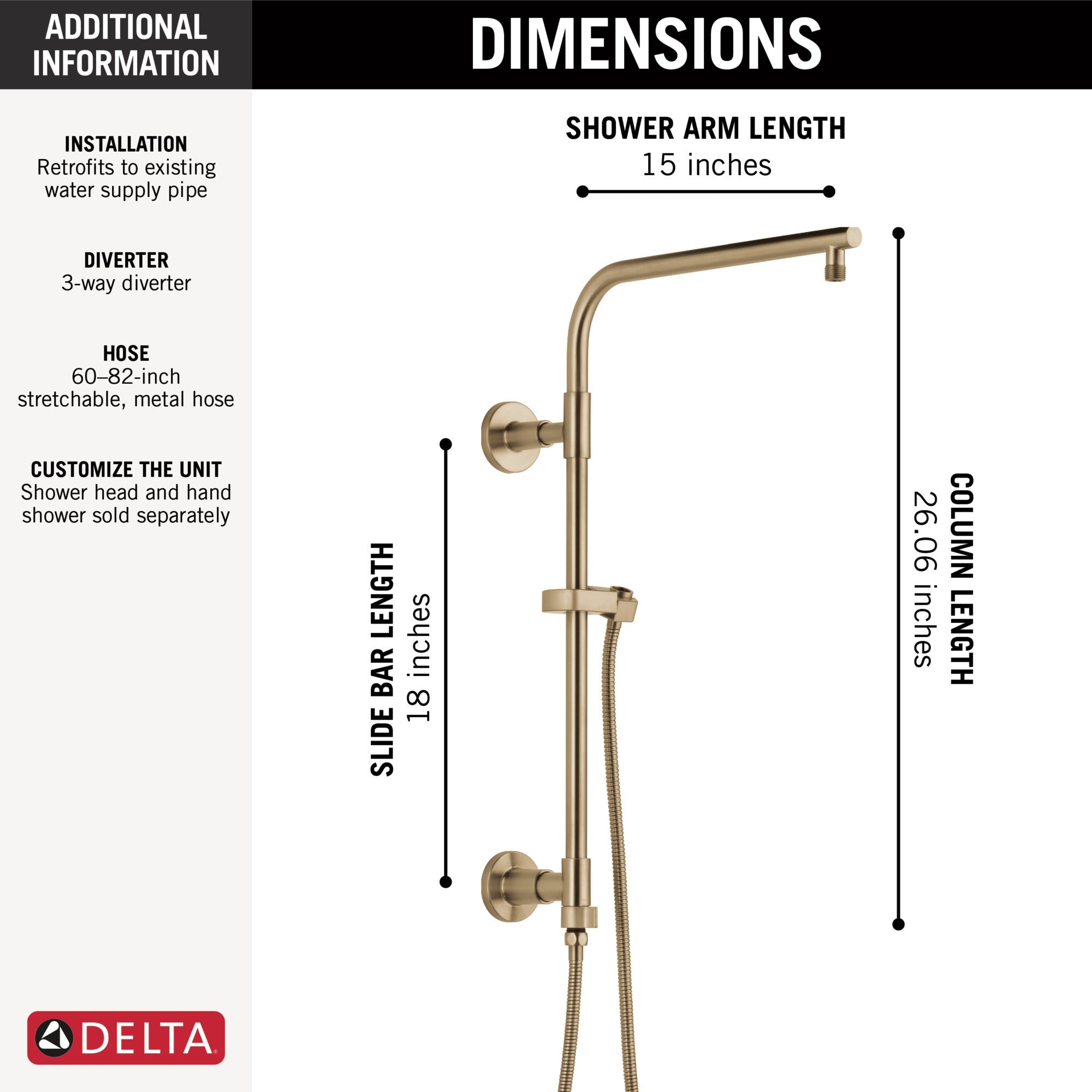 Delta Universal Showering Components Emerge® 18" Round Shower Column