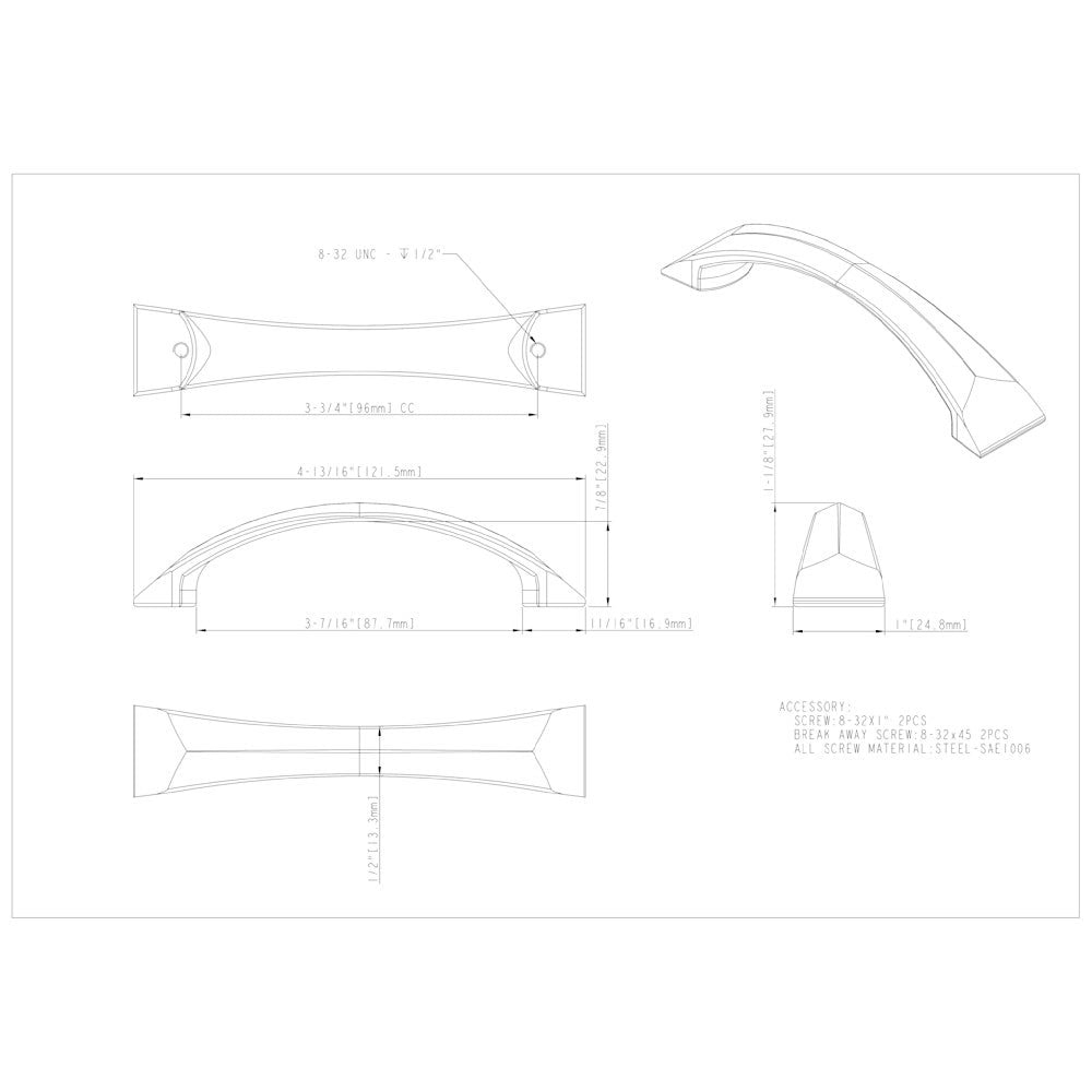 Hardware Resources 96 mm Center-to-Center Satin Nickel Pyramid Cairo Cabinet Pull