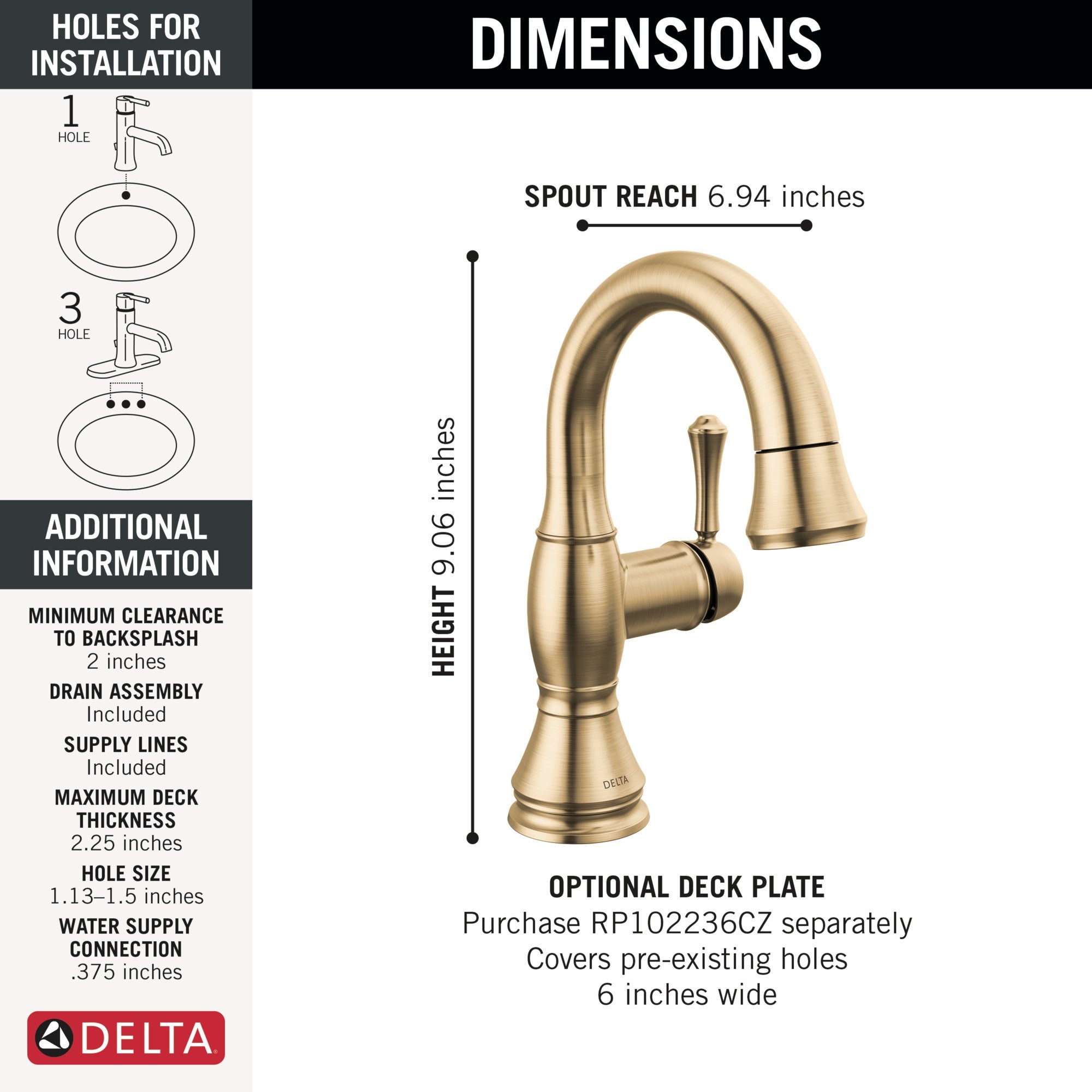 Delta Cassidy® Single Handle Pull Down Bathroom Faucet