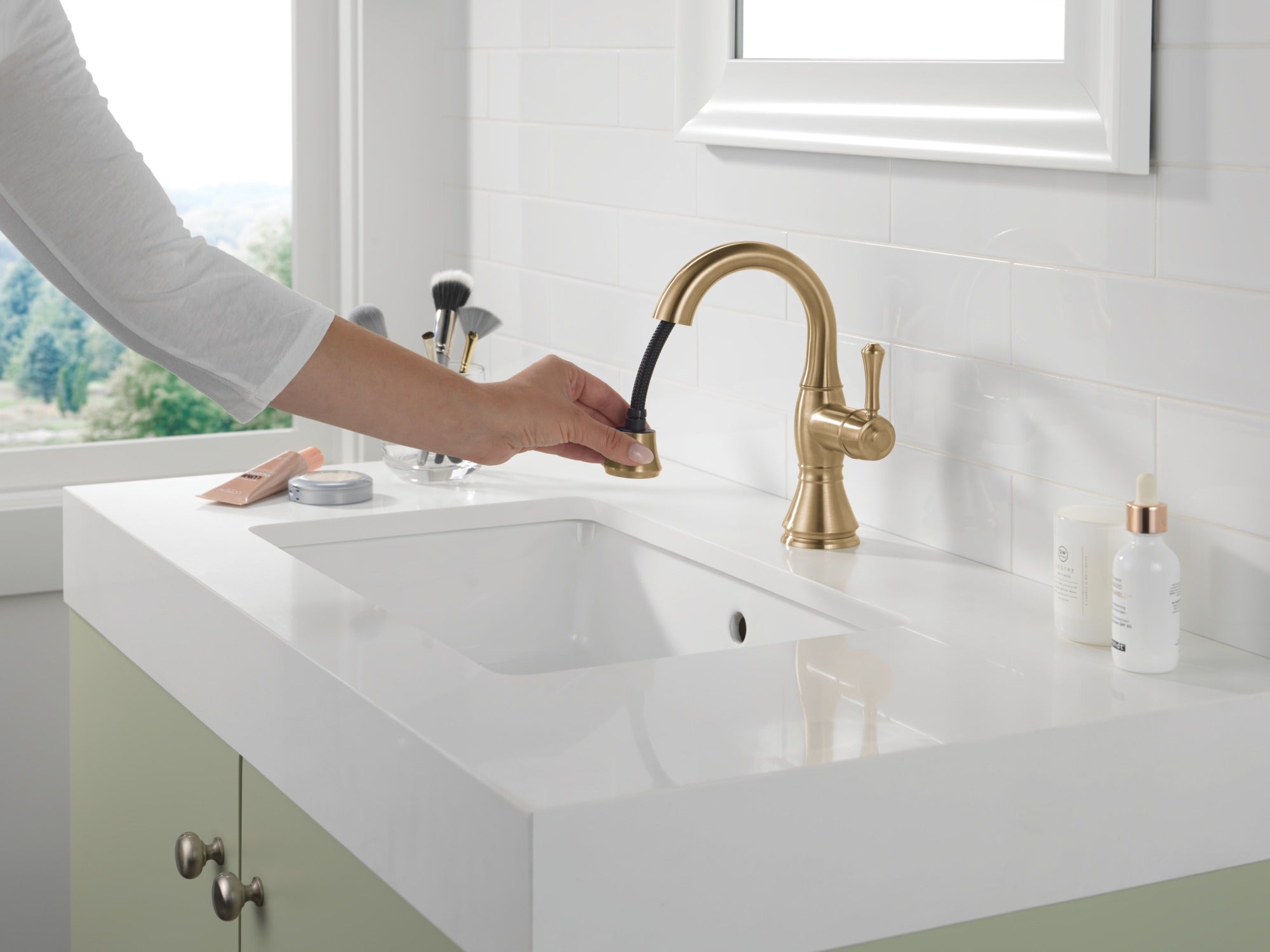 Delta Cassidy® Single Handle Pull Down Bathroom Faucet